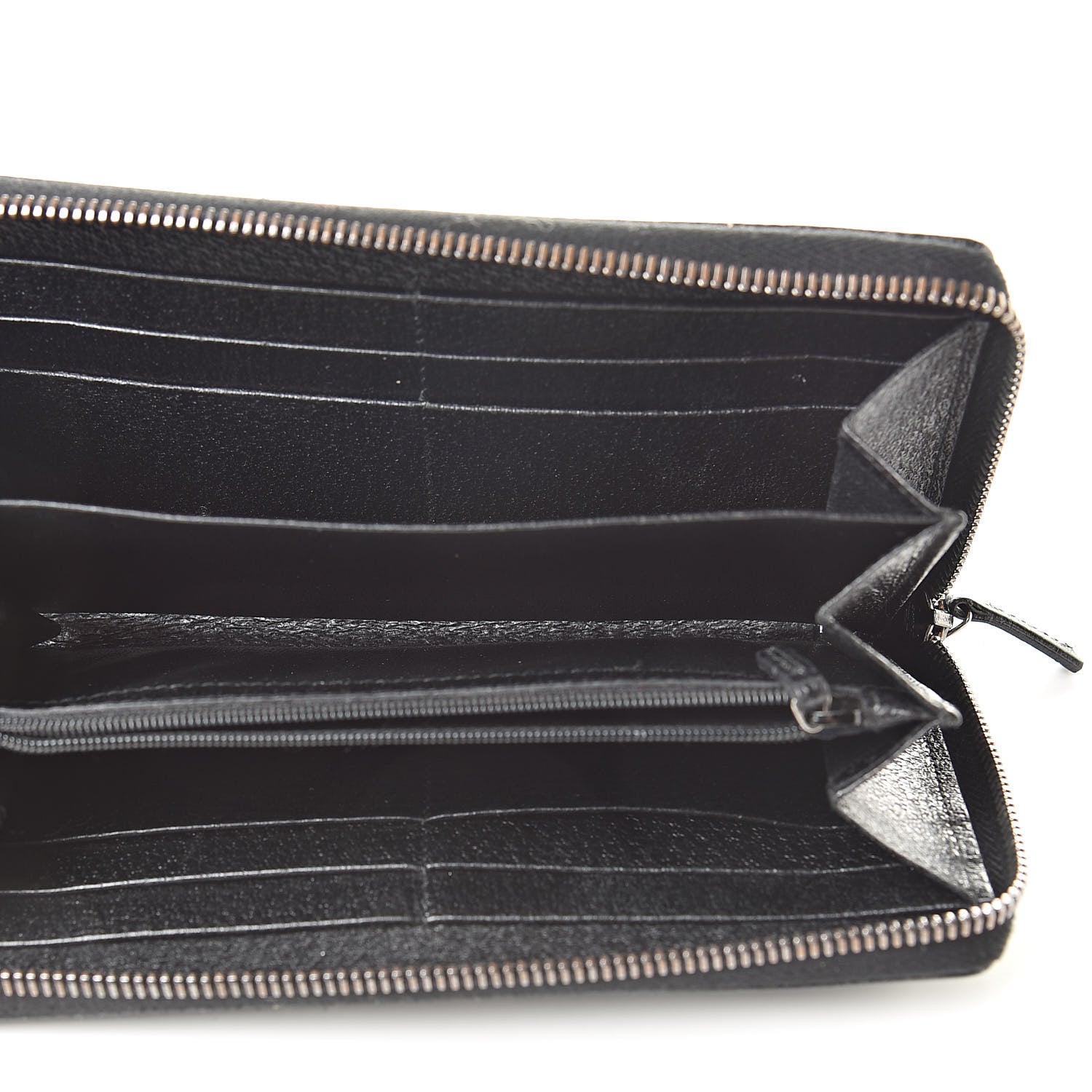 Gucci Monogram Metal Bar Zip Around Wallet Black 5 of 13