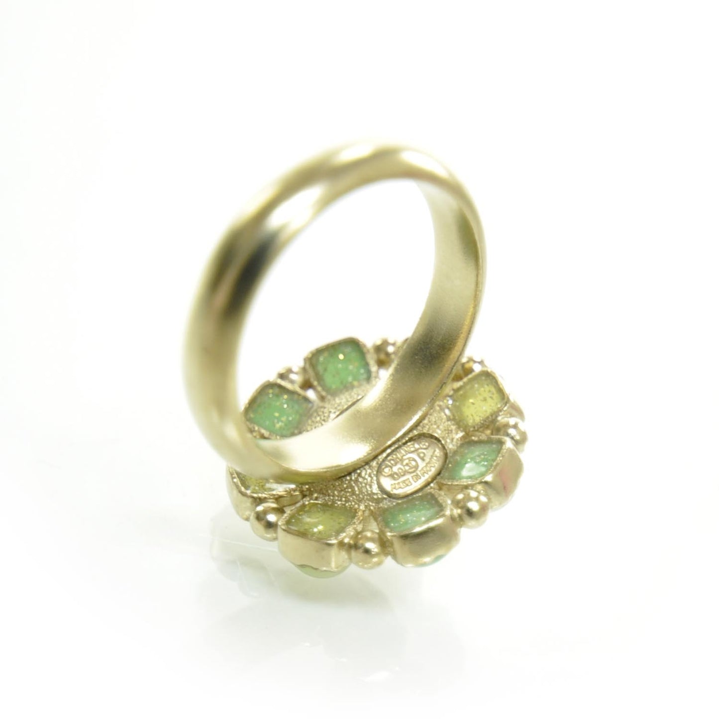 CC Cabochon Ring 6.5 Green and Gold