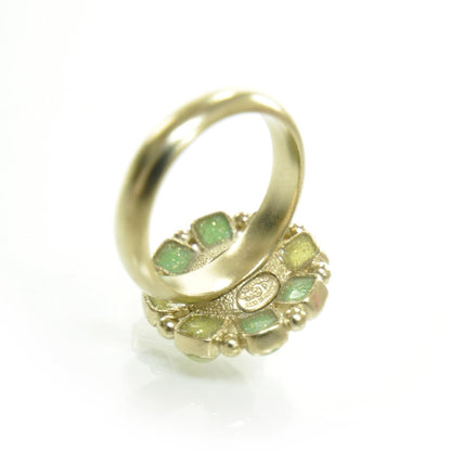 Chanel CC Cabochon Ring 6.5 Green and Gold 5 of 5