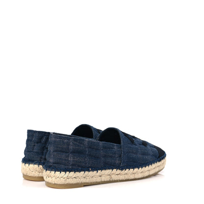 Chanel Denim Toile Embossed CC Espadrilles 38 Navy Black 4 of 8