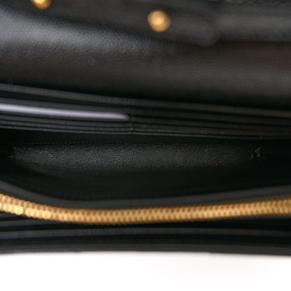 Saint Laurent Grain De Poudre Matelasse Chevron Monogram Chain Wallet Black 5 of 10