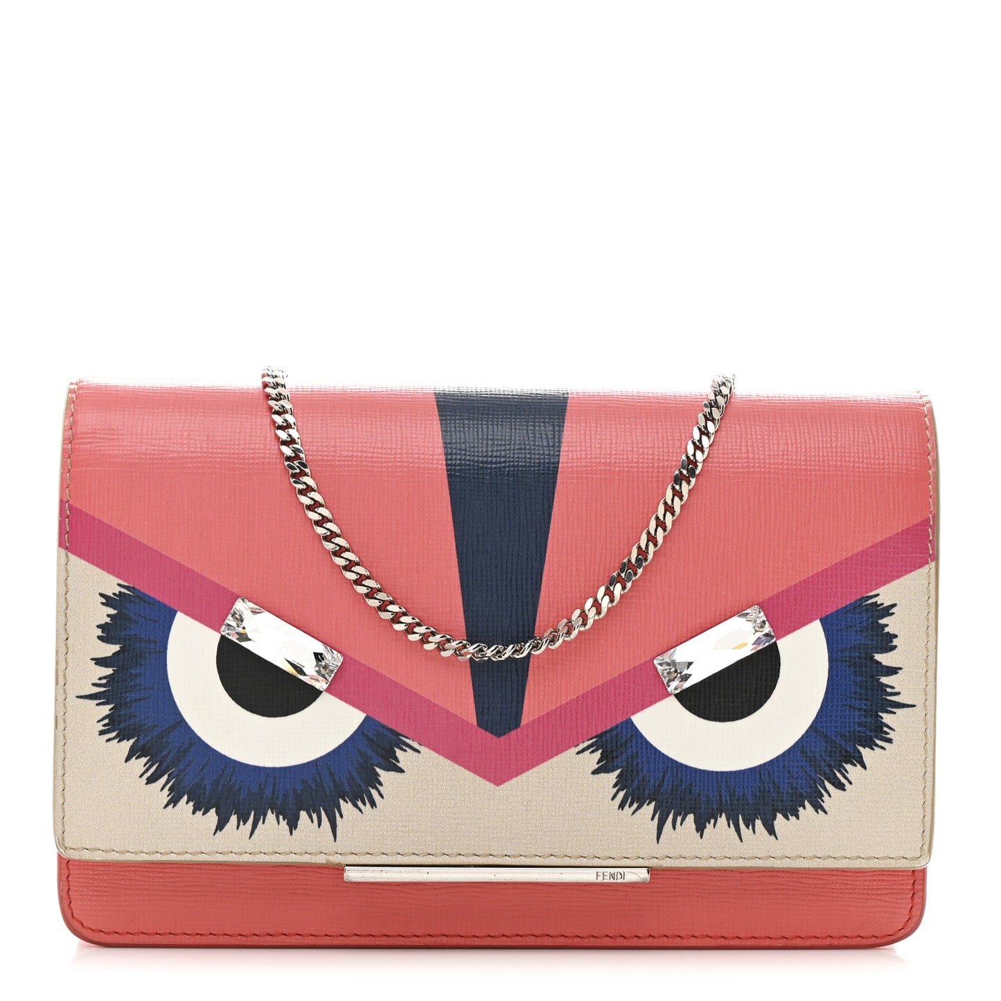 Vitello Elite Crystal Eye Monster Continental Wallet on Chain Bellini Multicolor