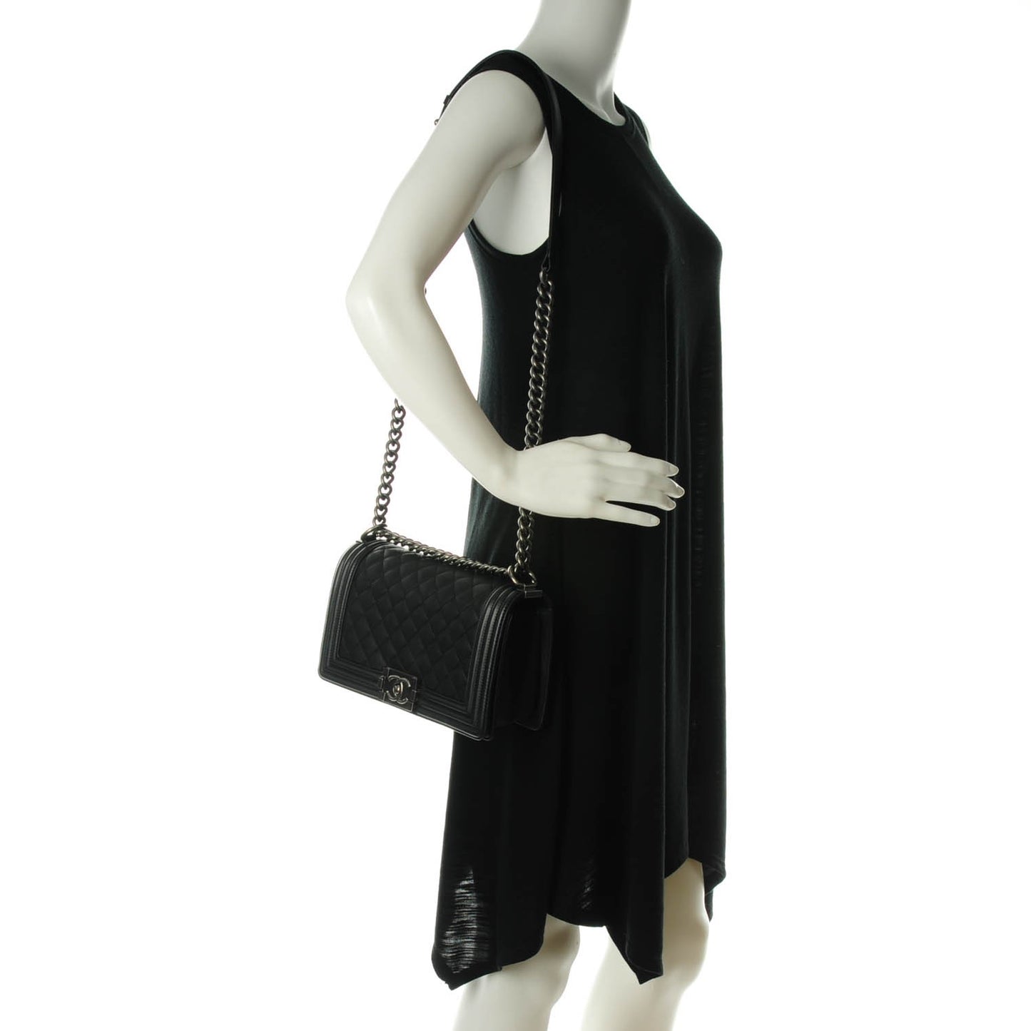 Calfskin Quilted Medium Boy Flap Black
