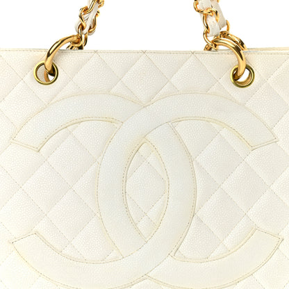 Chanel Caviar Quilted CC Tote White 9 of 17
