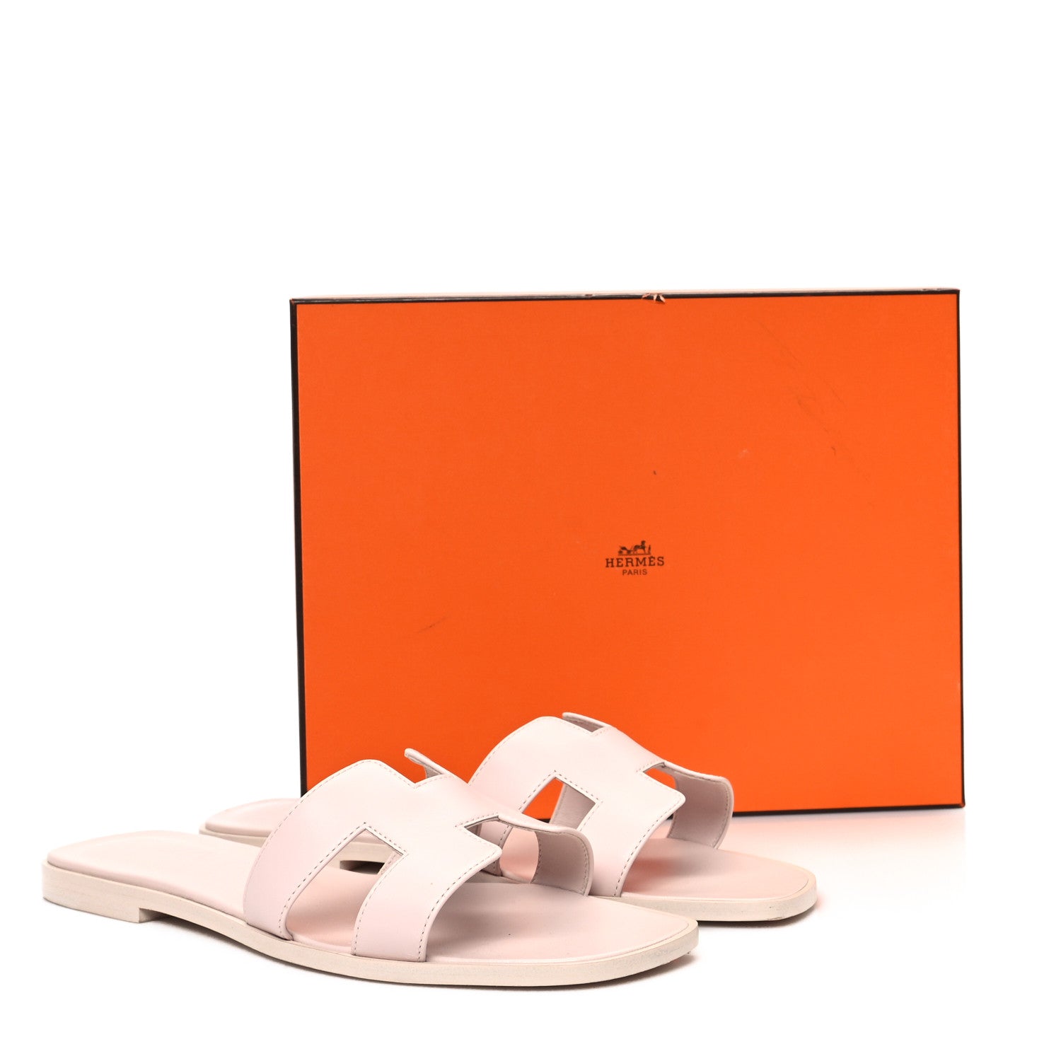 Hermes Box Calfskin Oran Sandals 41 Rose Pale 11 of 11
