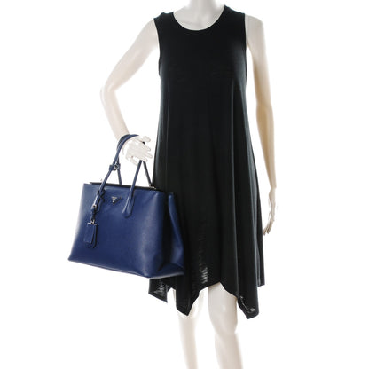 Prada Saffiano Cuir Twin Tote Bleuette 2 of 8