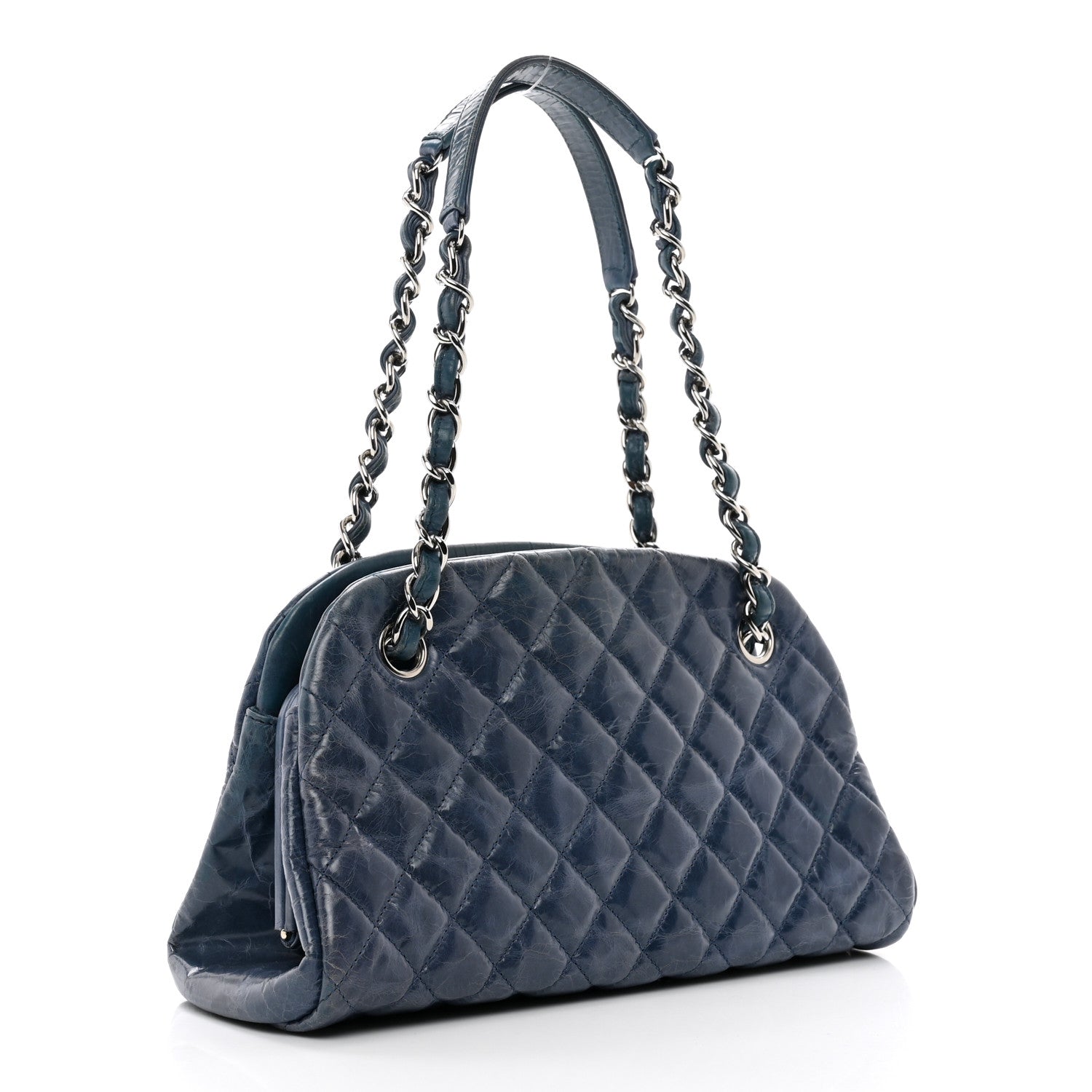 Chanel Aged Calfskin Quilted Small Just Mademoiselle Bowling Bag Dark Blue 3 of 10