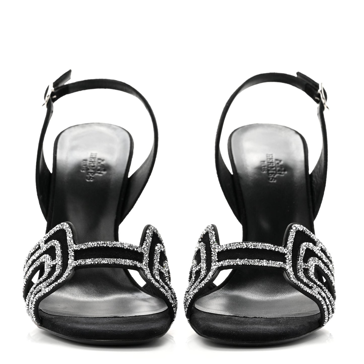 Suede Goatskin Embellished Ella 105 Sandals 40 Black