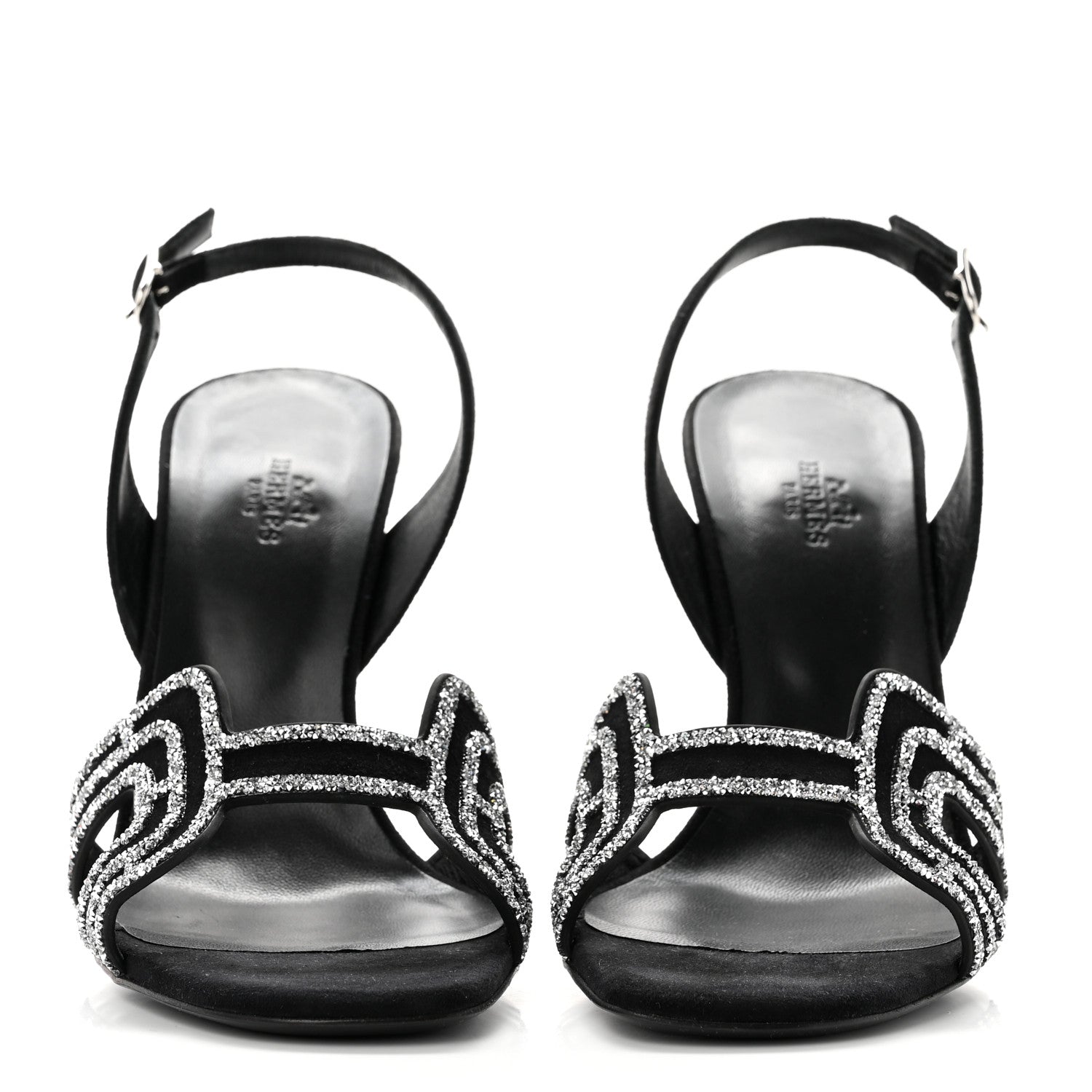 Hermes Suede Goatskin Embellished Ella 105 Sandals 40 Black 2 of 8