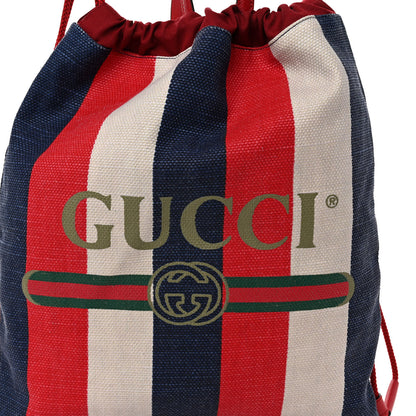 Gucci Canvas Logo Sylvie Stripe Drawstring Backpack Red 7 of 9