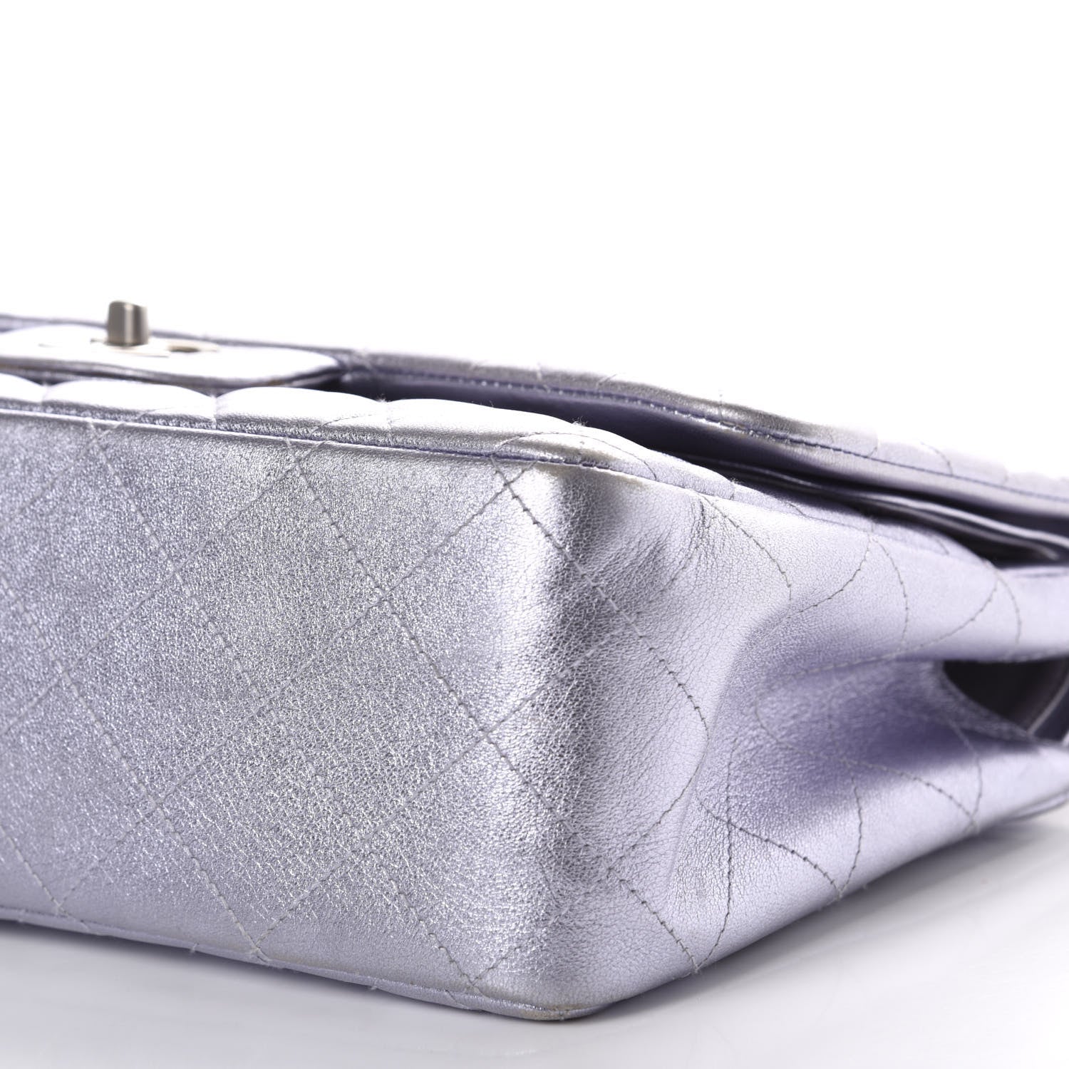 Chanel Iridescent Lambskin Jumbo Double Flap Light Grey 7 of 10