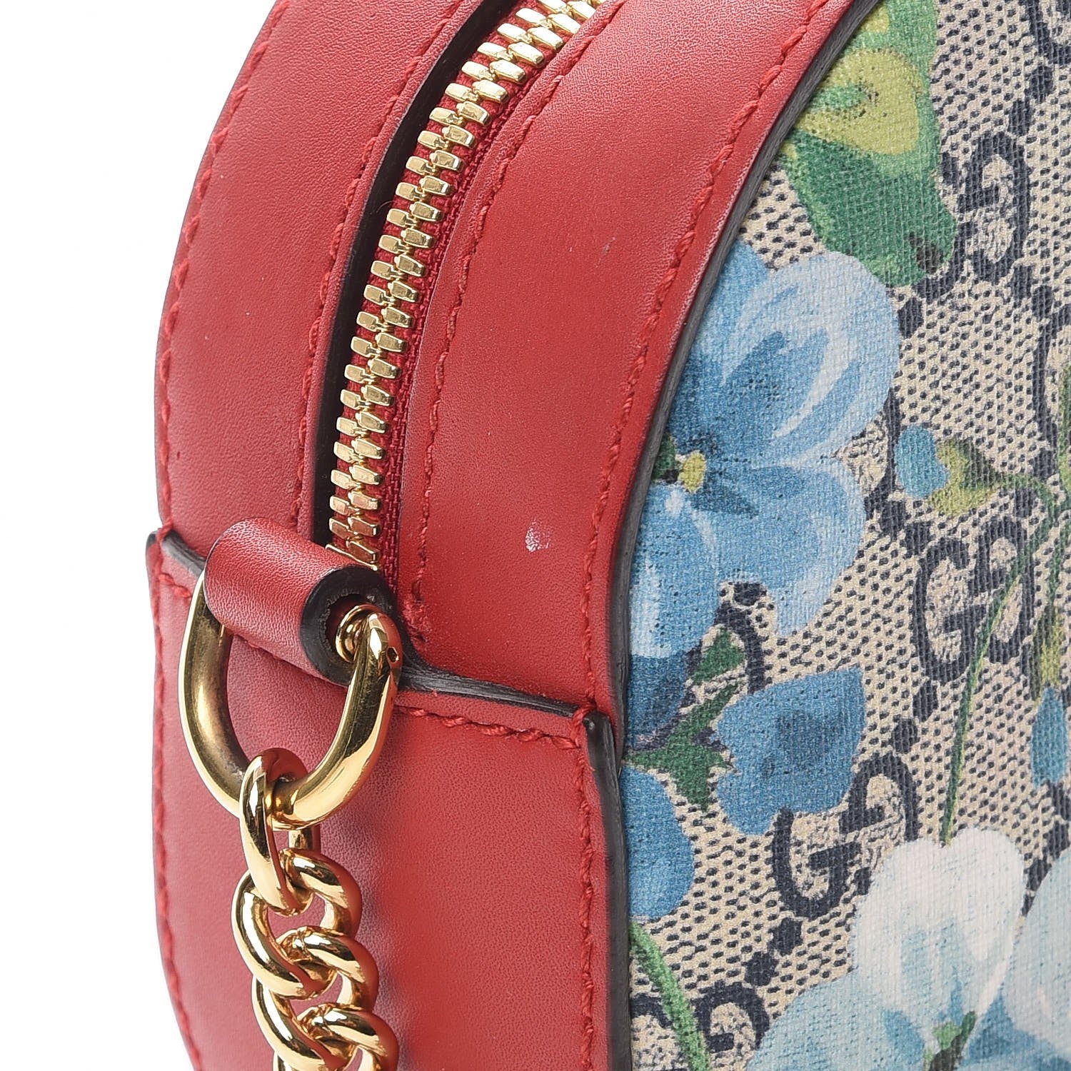 Gucci GG Supreme Monogram Blooms Mini Chain Shoulder Bag Beige Blue Navy Hibiscus Red 10 of 10
