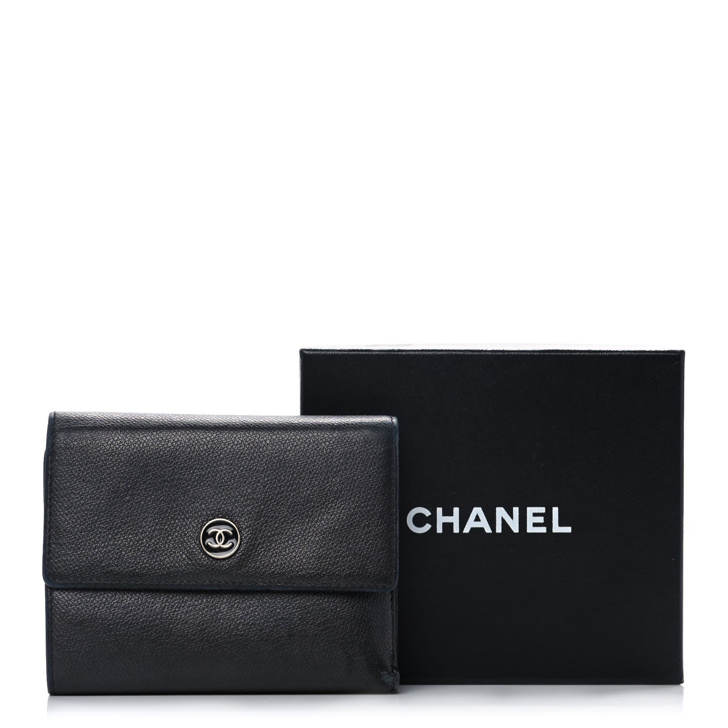 Chanel Grained Calfskin CC Button Flap Wallet Black 17 of 17