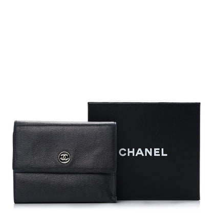 Chanel Grained Calfskin CC Button Flap Wallet Black 17 of 17