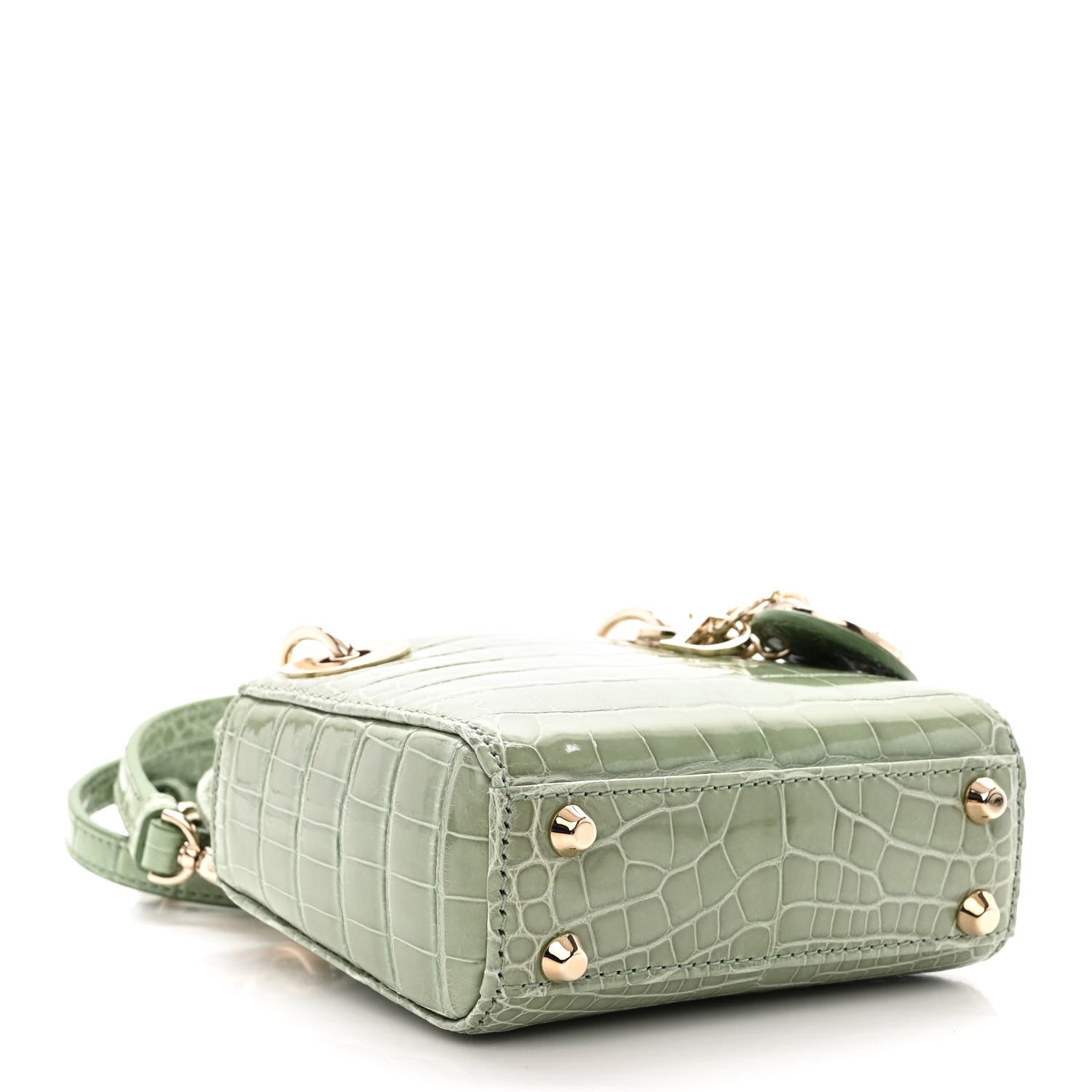 Christian Dior Shiny Crocodile Micro Lady Dior Green 4 of 12