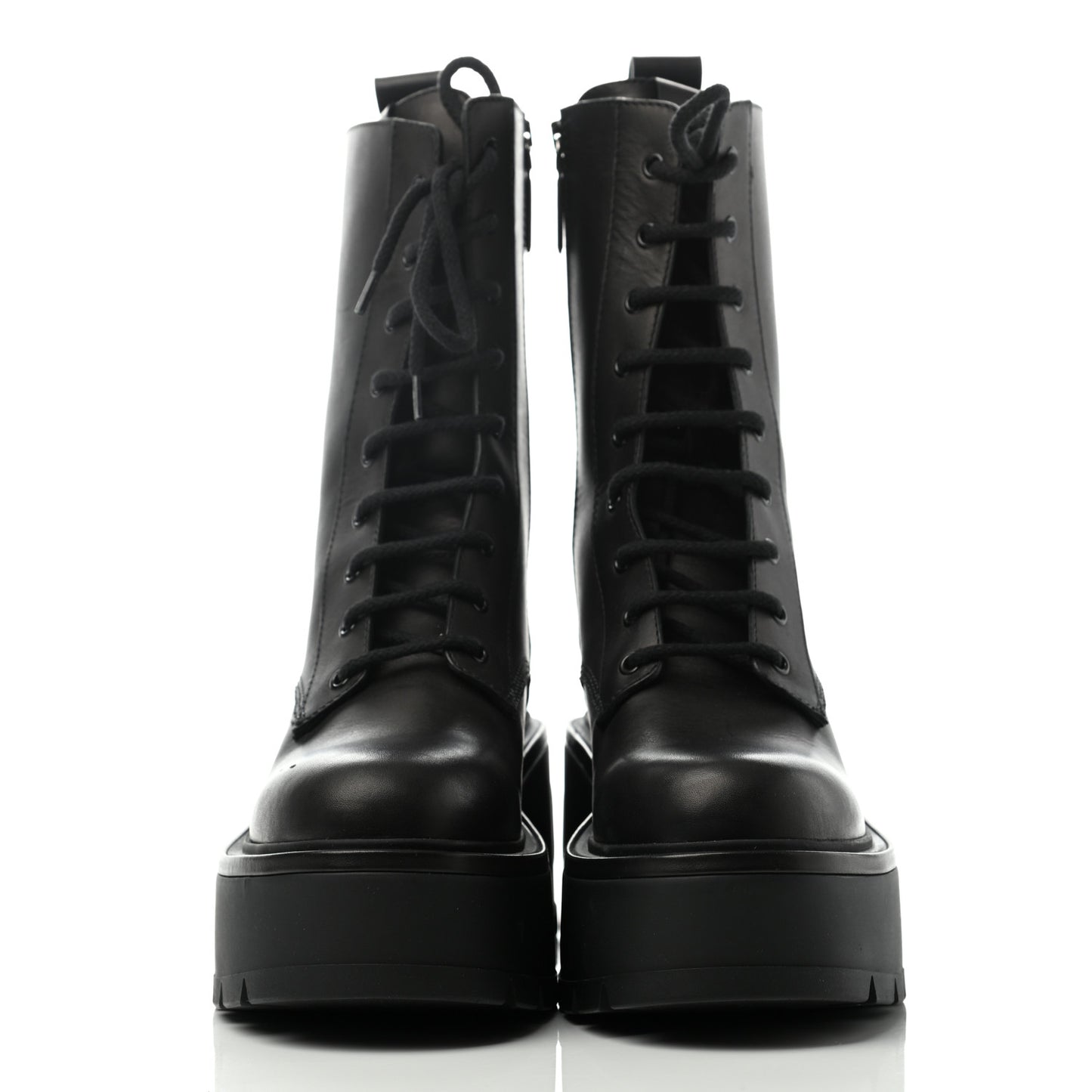 Calfskin VLOGO Uniqueform 55/85mm Flatform Lace Up Boots 41 Black