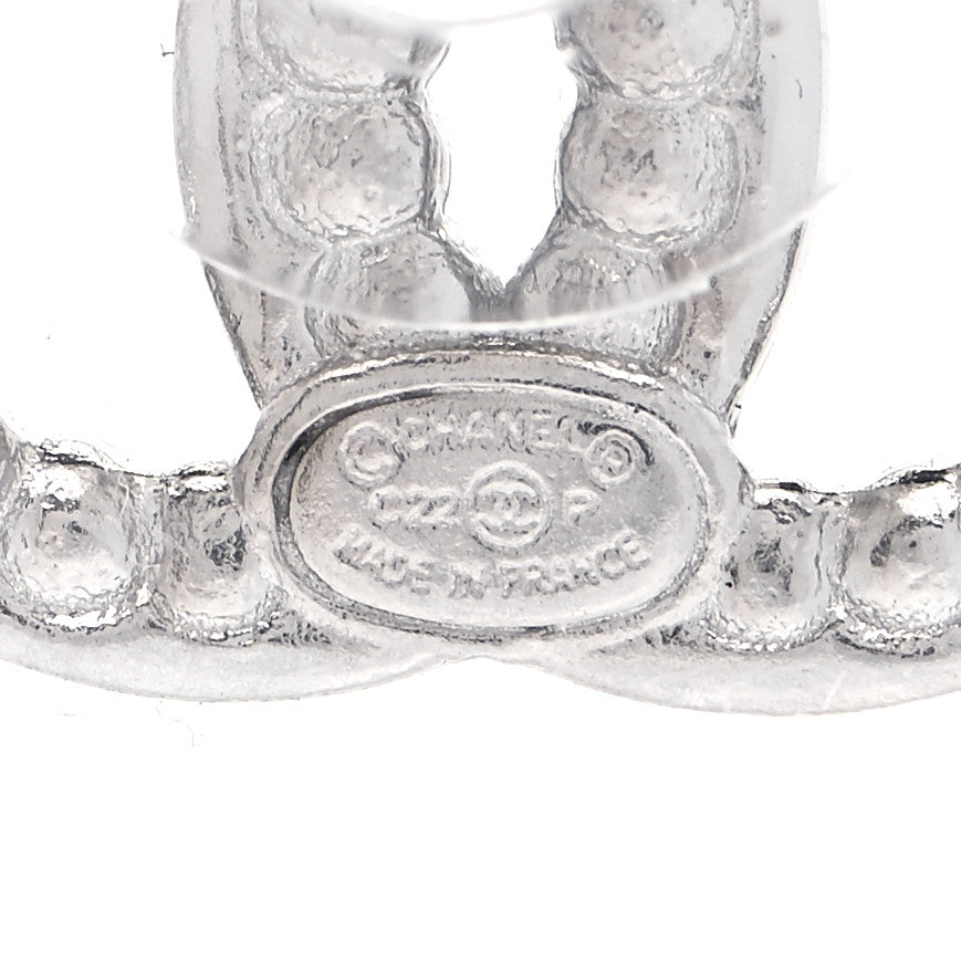 Chanel Crystal Pearl CC Earrings Silver 5 of 6