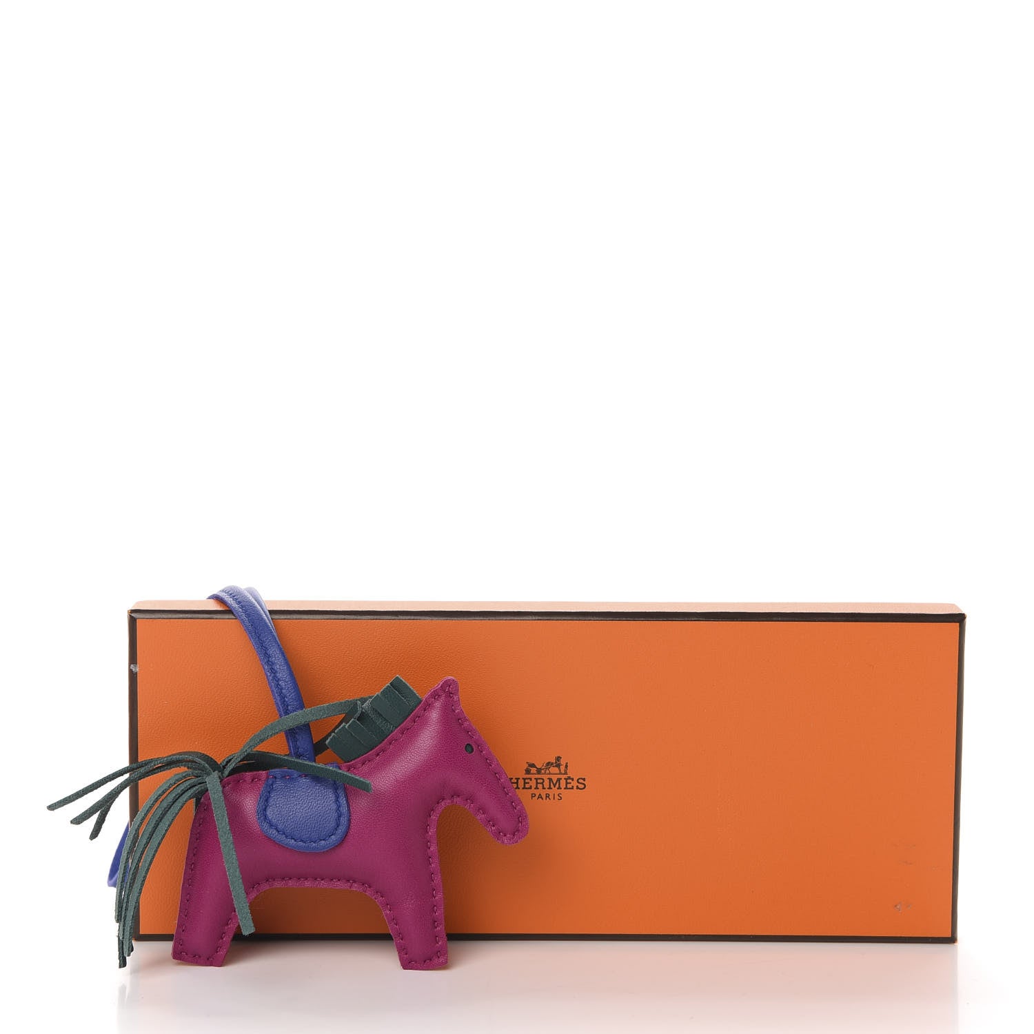 Hermes Milo Lambskin Grigri Rodeo Horse Bag Charm PM Rose Pourpre Bleu Electrique Malachite 4 of 4