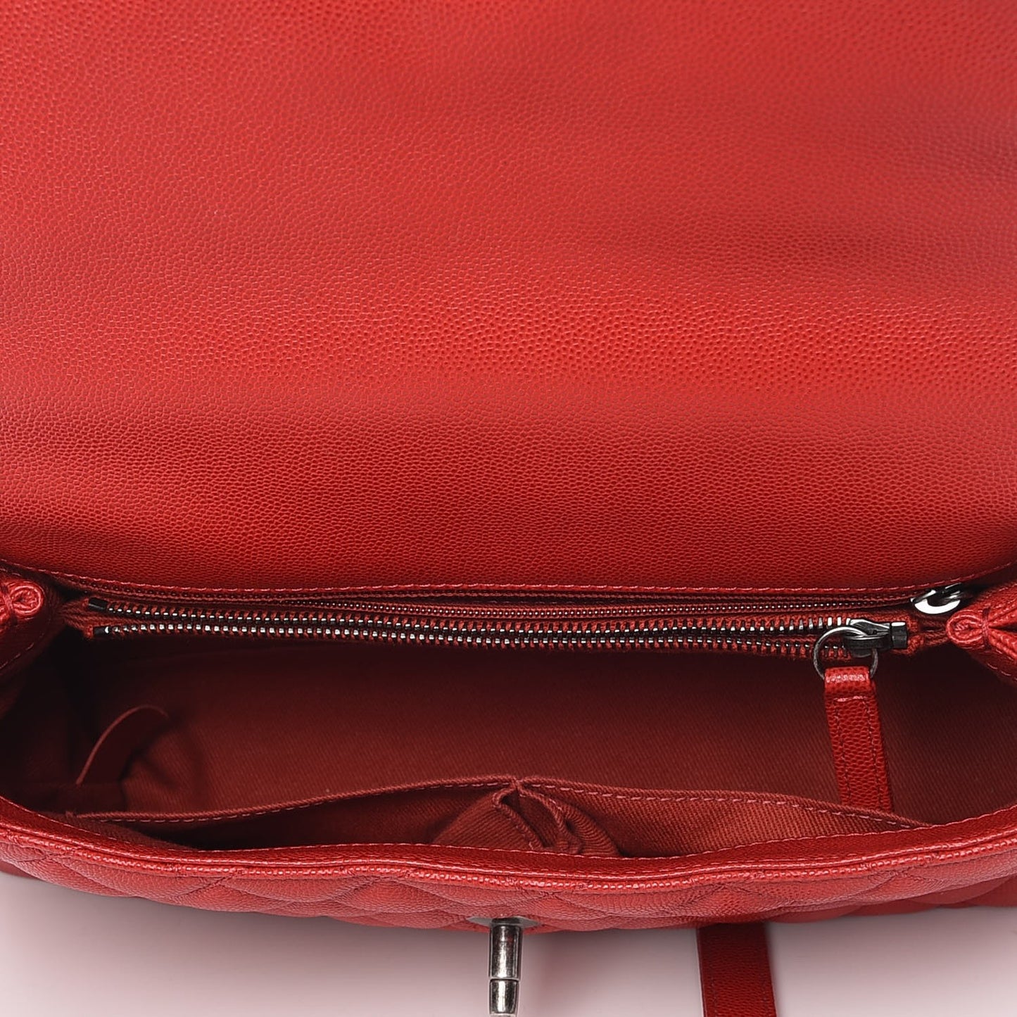 Caviar Quilted Small Coco Handle Flap Red