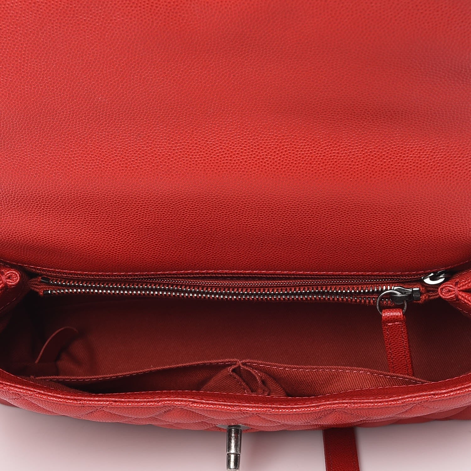 Chanel Caviar Quilted Small Coco Handle Flap Red 5 of 8