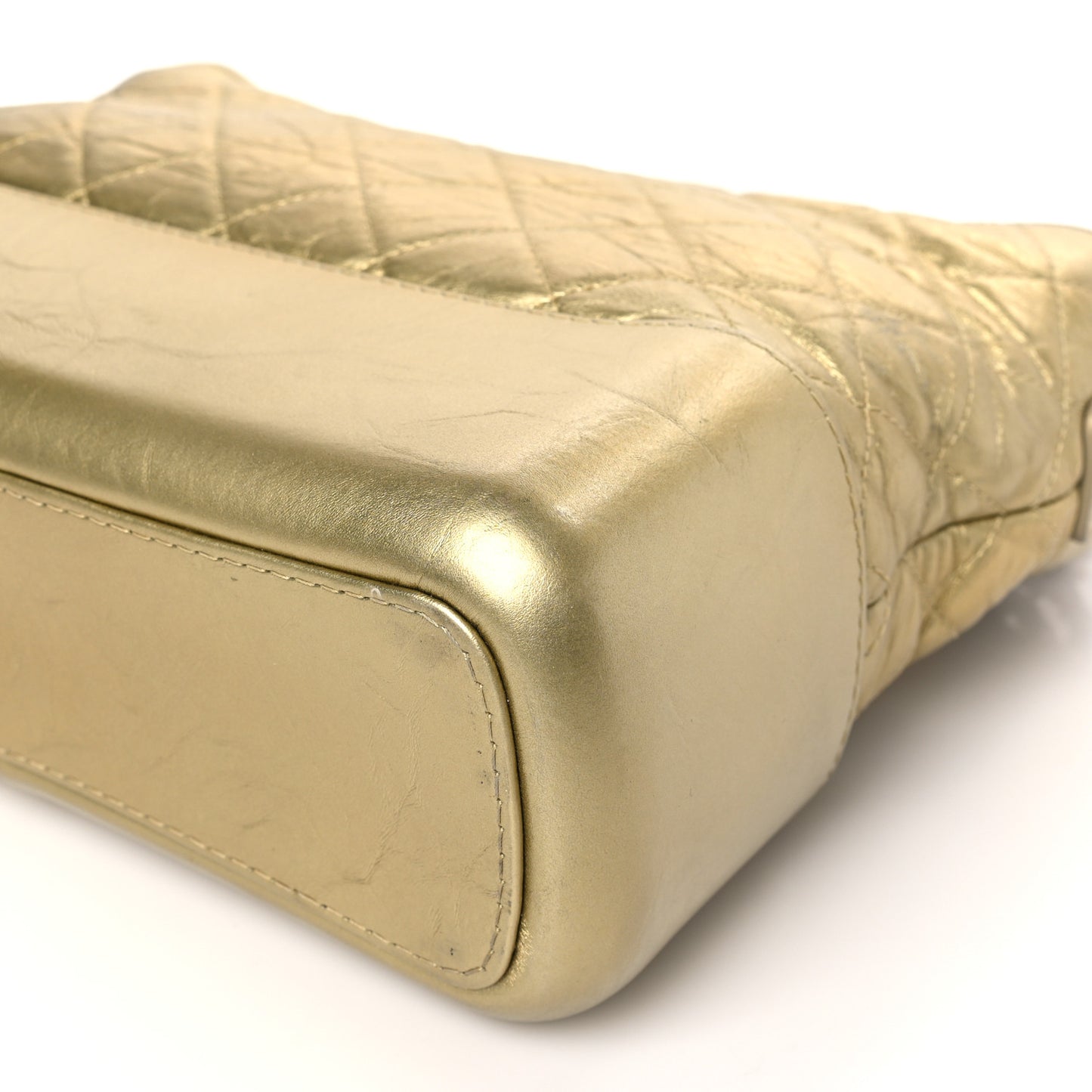 Metallic Aged Calfskin Quilted Medium Gabrielle Gold