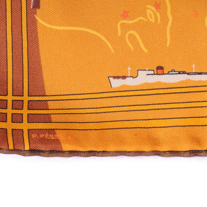 Hermes Silk Constellation Pocket Square Scarf Orange 3 of 6