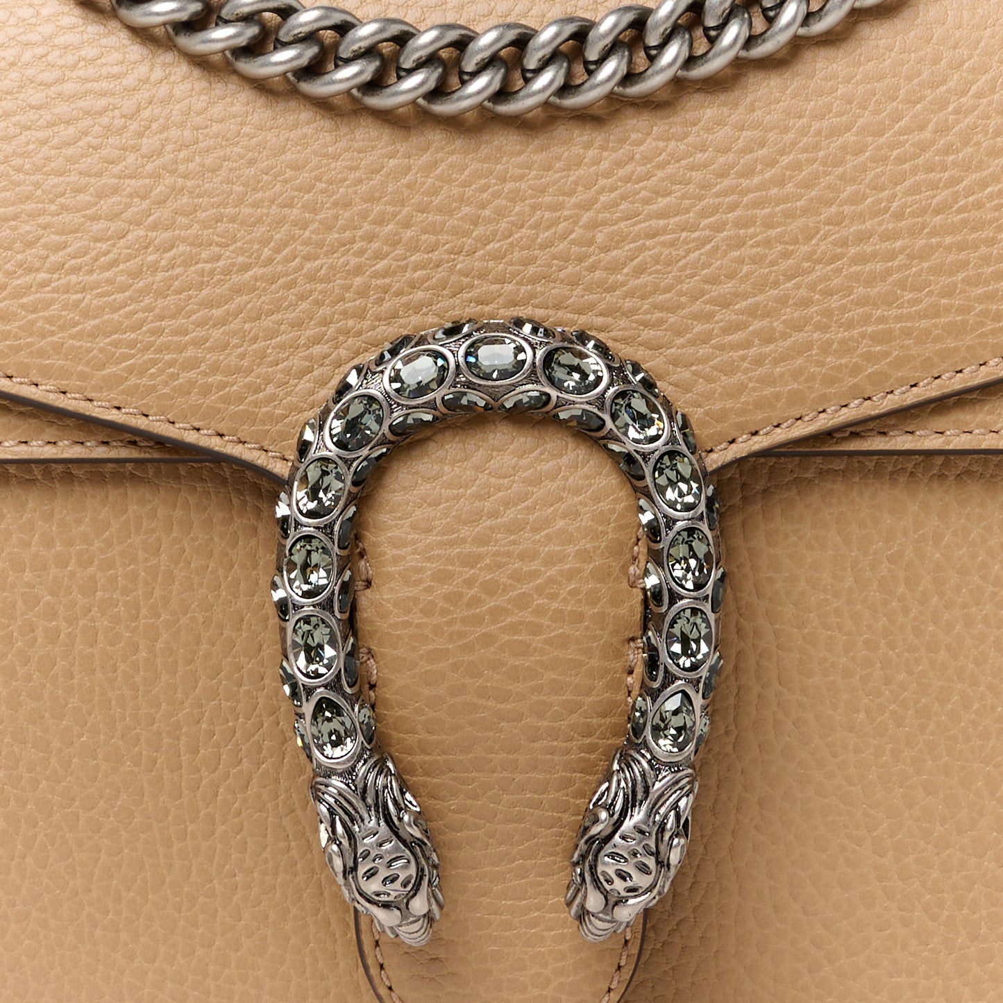 Dollar Calfskin Crystal Small Dionysus Shoulder Bag Natural Tan Black Diamond