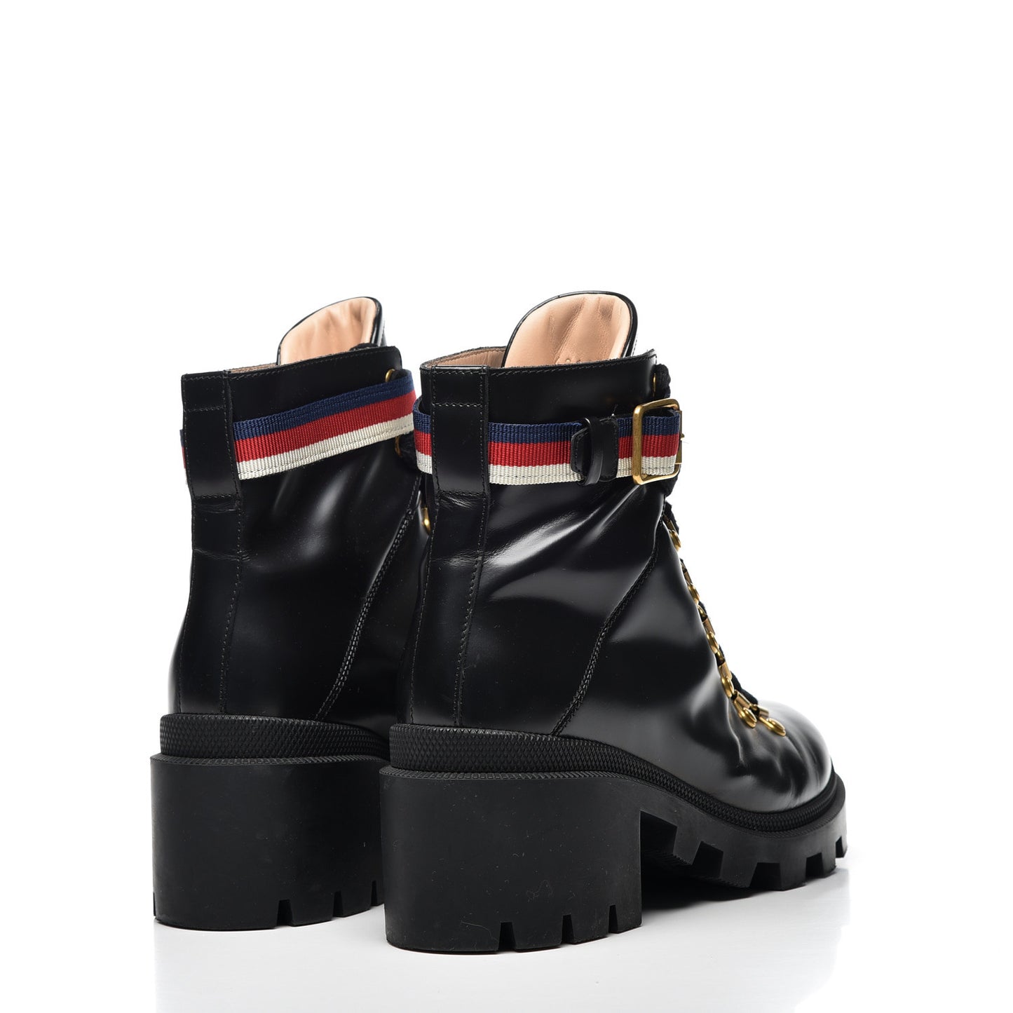 Calfskin Sylvie Web Womens Lace Up Combat Boots 37.5 Black