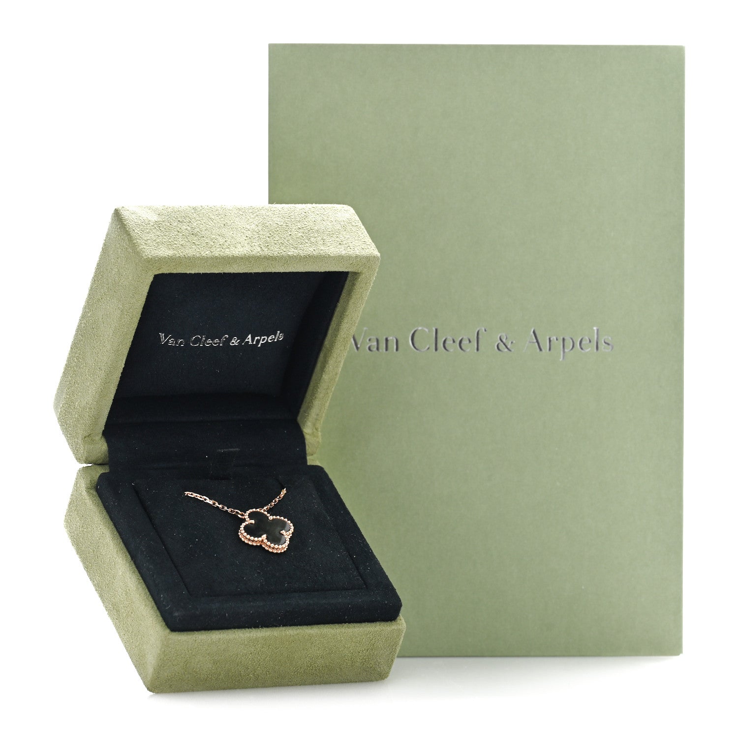 Van Cleef & Arpels 18K Rose Gold Gray Mother of Pearl Vintage Alhambra Pendant Necklace 5 of 5