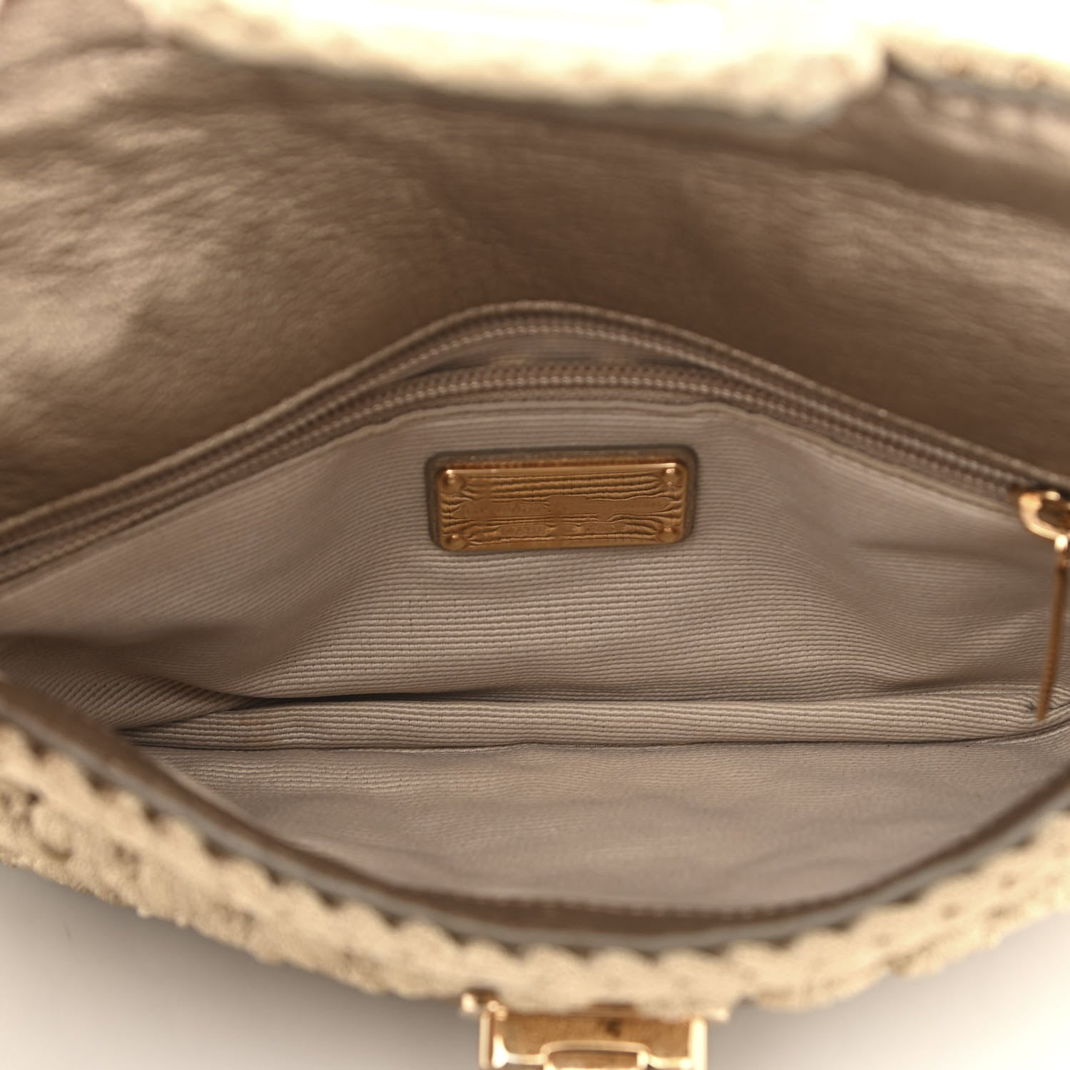 Salvatore Ferragamo Woven Fabric Shoulder Bag Beige 5 of 11
