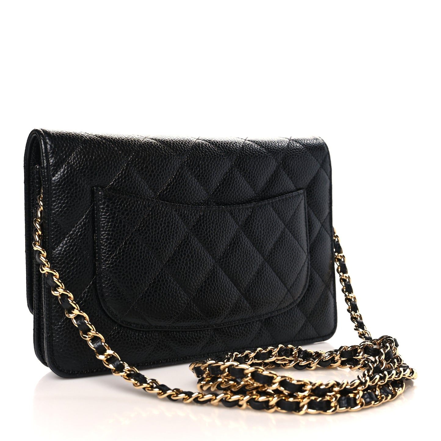 Caviar Quilted Wallet on Chain WOC Black
