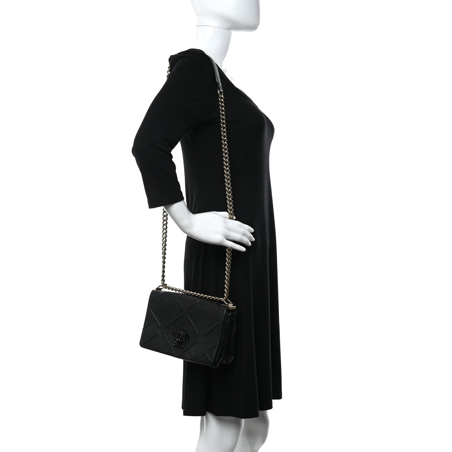 Versace Nappa Palazzo Quilted Shoulder Bag Black 2 of 11