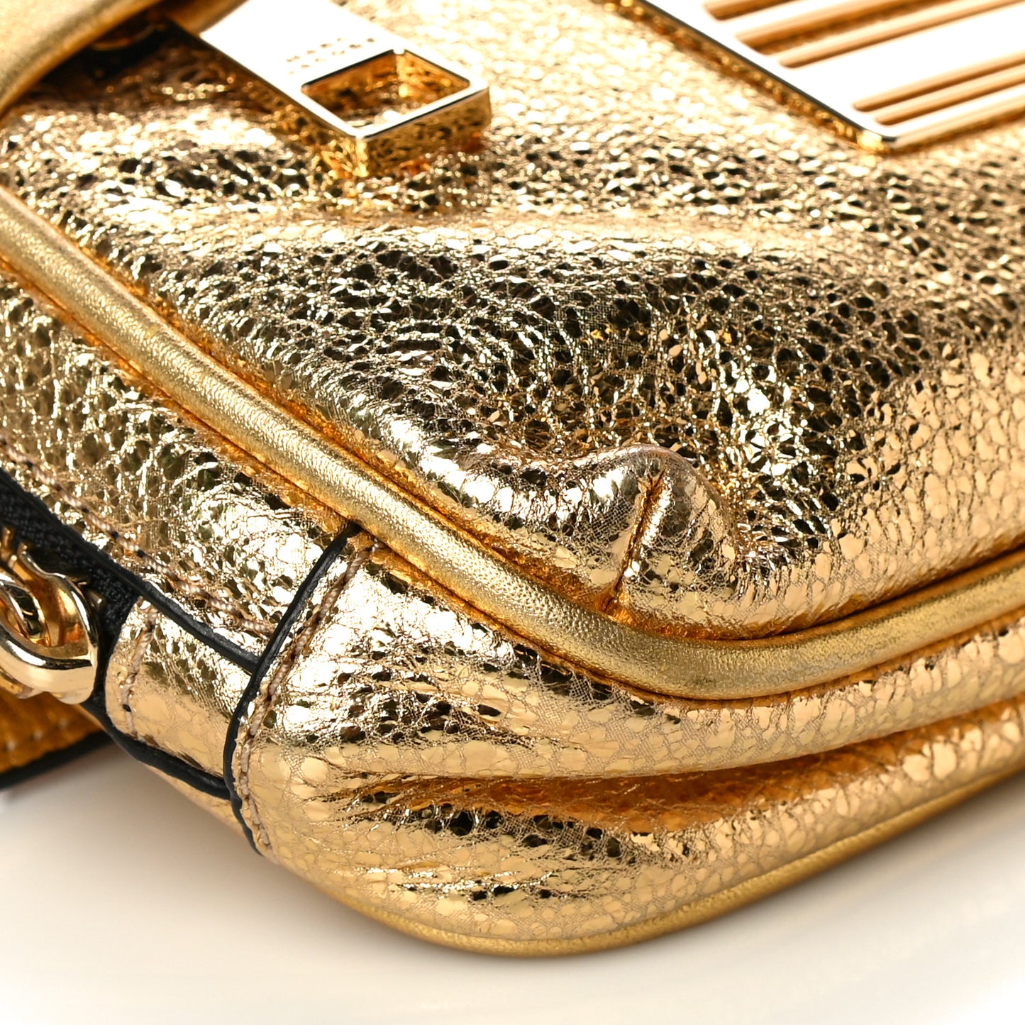Metallic Calfskin Belt Bag Gold