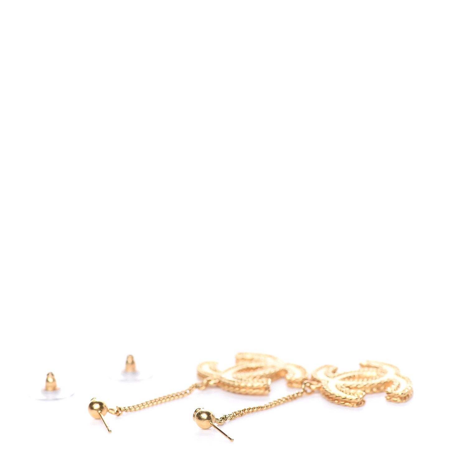 Chanel CC Drop Earrings Matte Gold 3 of 5