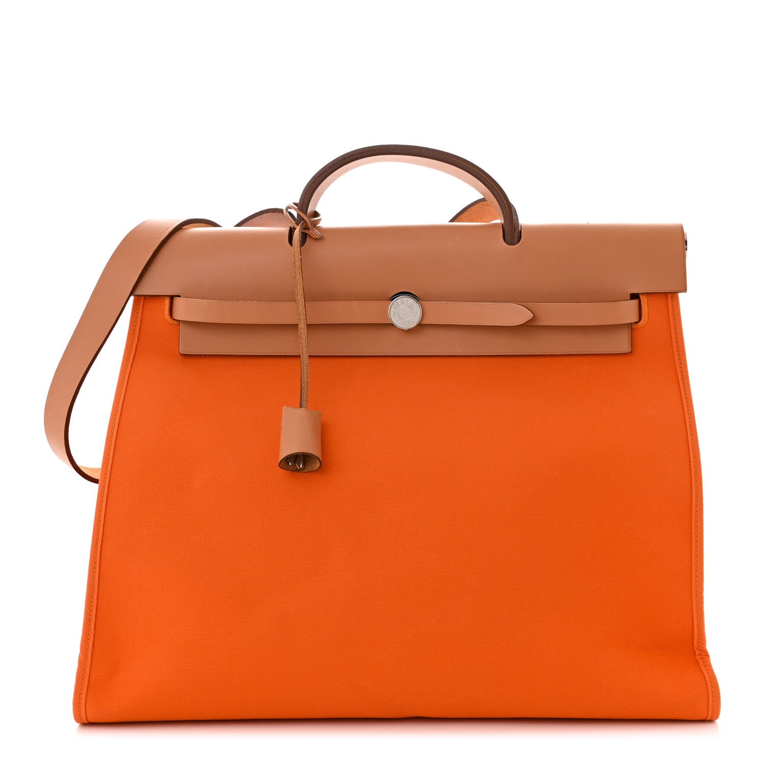 Hermes Vache Hunter Toile Herbag Zip 39 MM Orange Natural 1 of 12