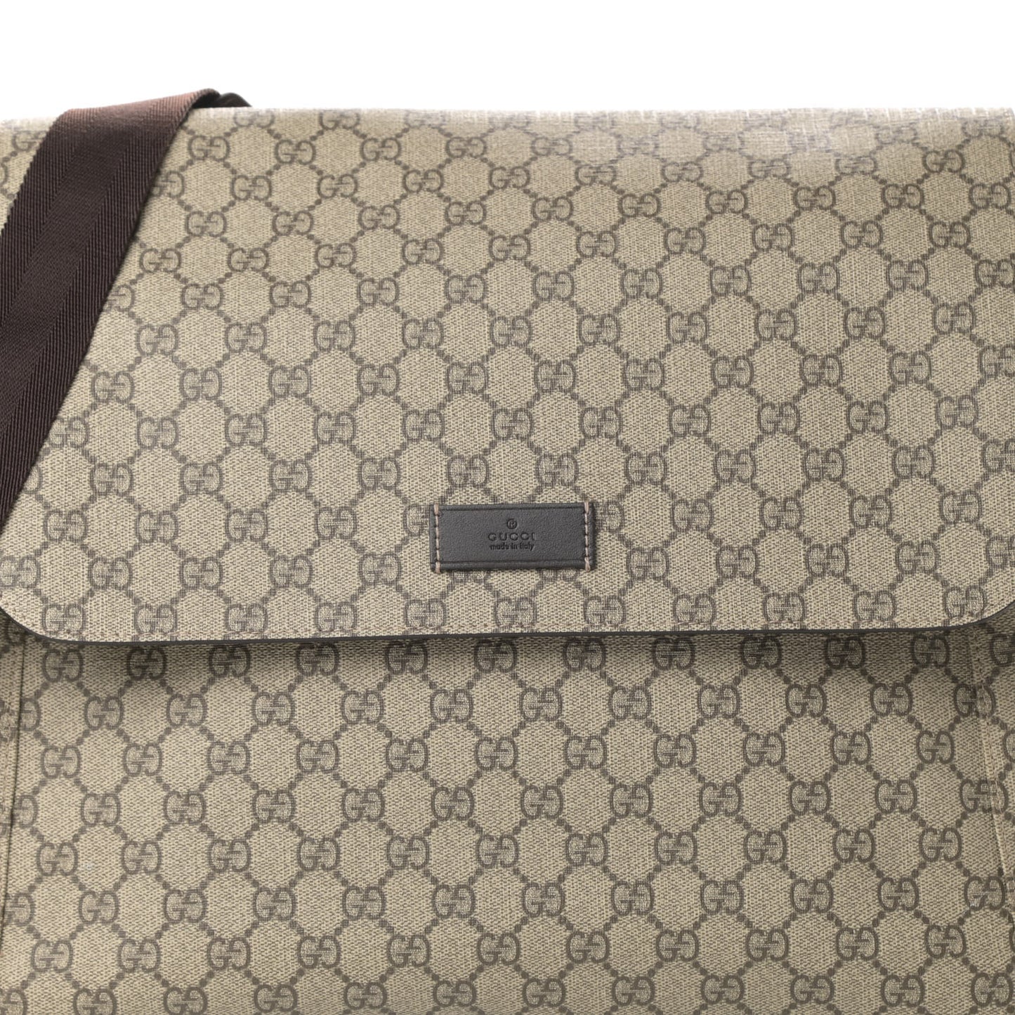 GG Plus Monogram Messenger Diaper Bag Dark Brown