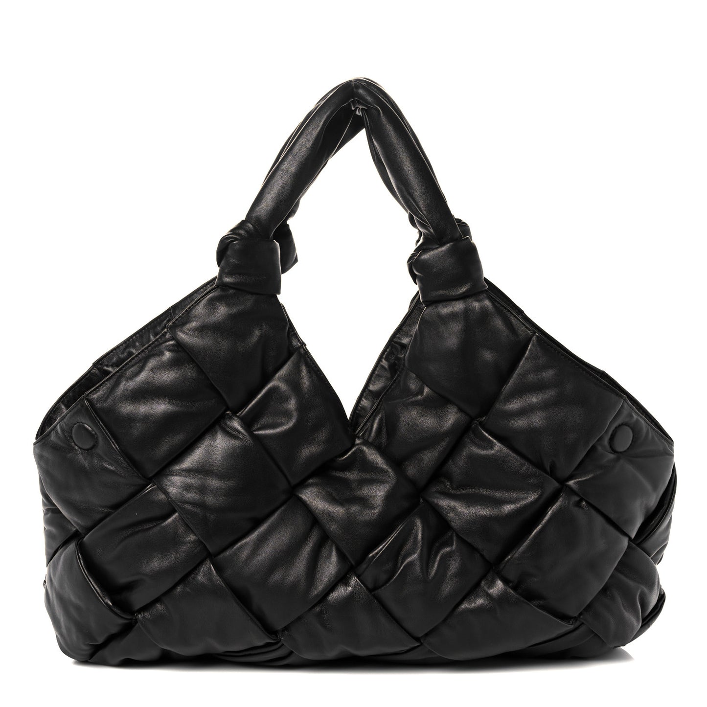 Nappa Intrecciato Maxi Padded Lock Large Shoulder Bag Black