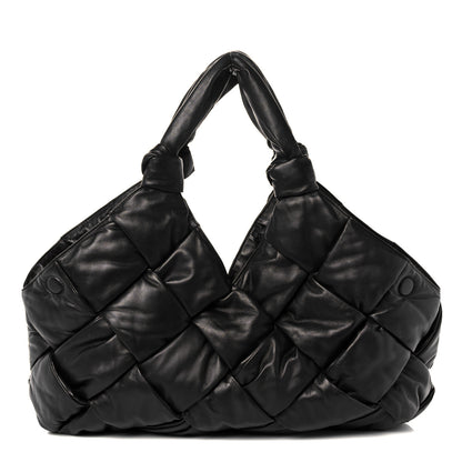 Bottega Veneta Nappa Intrecciato Maxi Padded Lock Large Shoulder Bag Black 1 of 8
