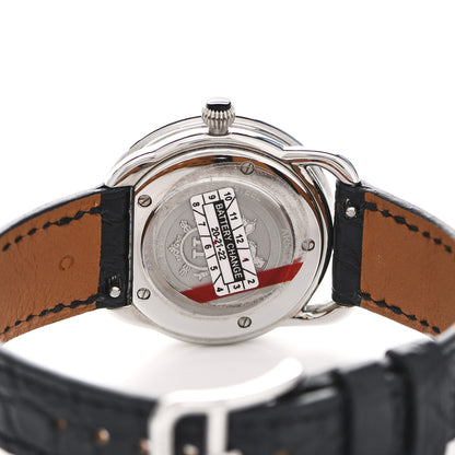 Hermes Stainless Steel Alligator Diamond 28mm Arceau Cavales Quartz Watch Noir 4 of 4