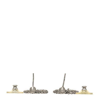 Chanel Crystal Chain CC Drop Earrings Silver Black 3 of 5