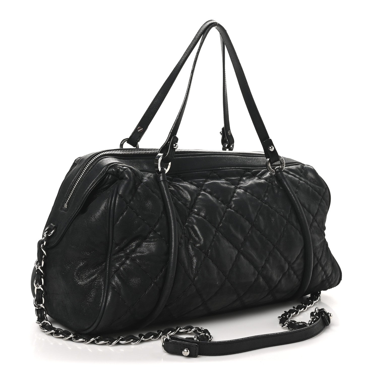Chanel Iridescent Calfskin Quilted Relax CC Bowler Bag Black 3 of 10