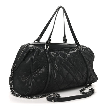 Chanel Iridescent Calfskin Quilted Relax CC Bowler Bag Black 3 of 10