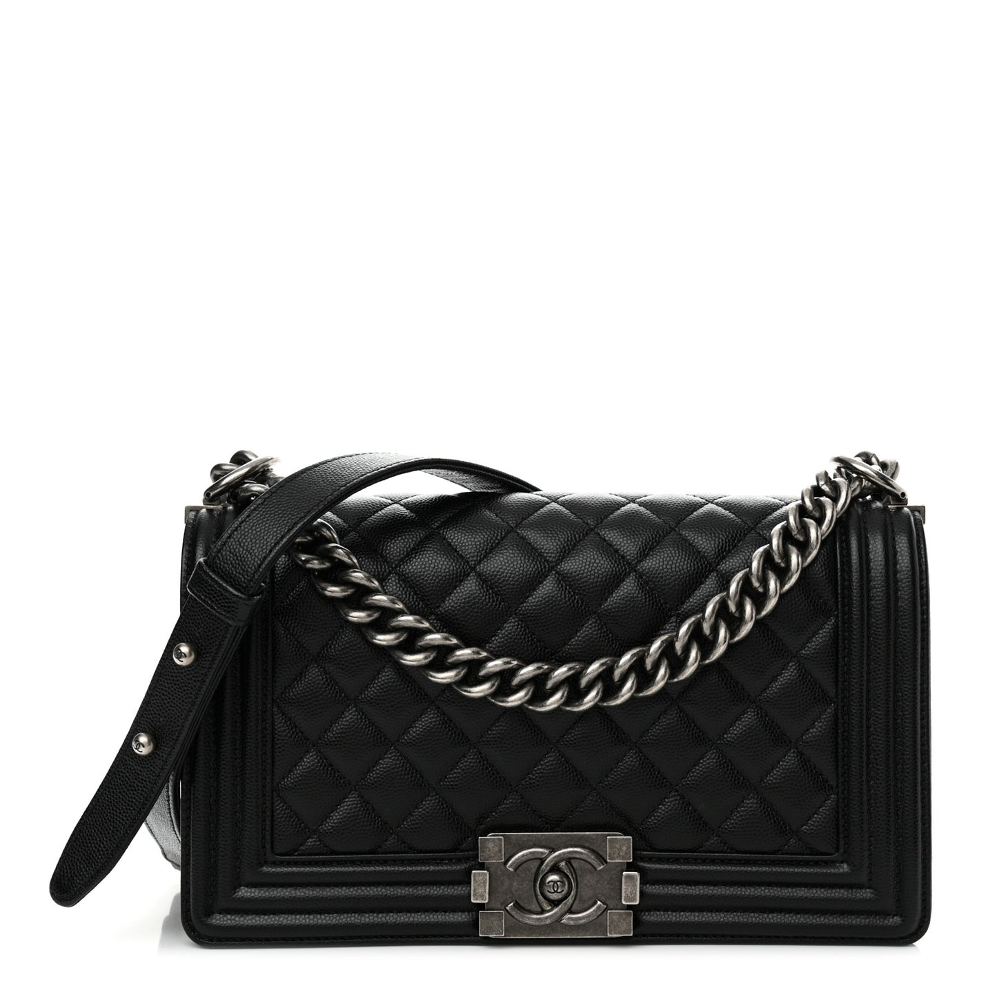 Caviar Quilted Medium Boy Flap Black