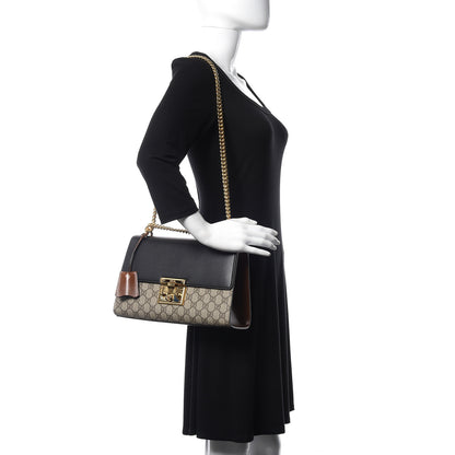Gucci GG Supreme Monogram Calfskin Medium Padlock Shoulder Bag Beige Black Cuir 2 of 11