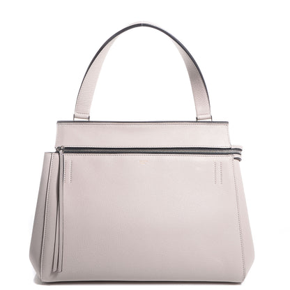 Celine Grained Calfskin Medium Edge Shoulder Bag Pearl Grey 1 of 9
