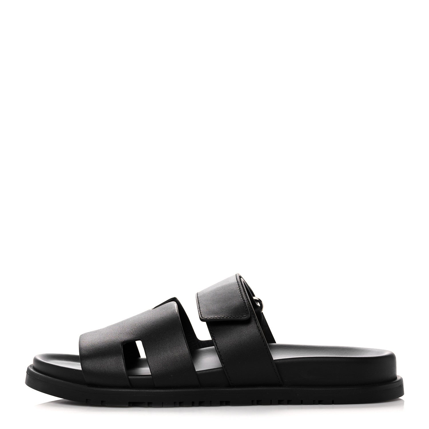 Hermes Calfskin Womens Chypre Sandals 40.5 Black 1 of 9