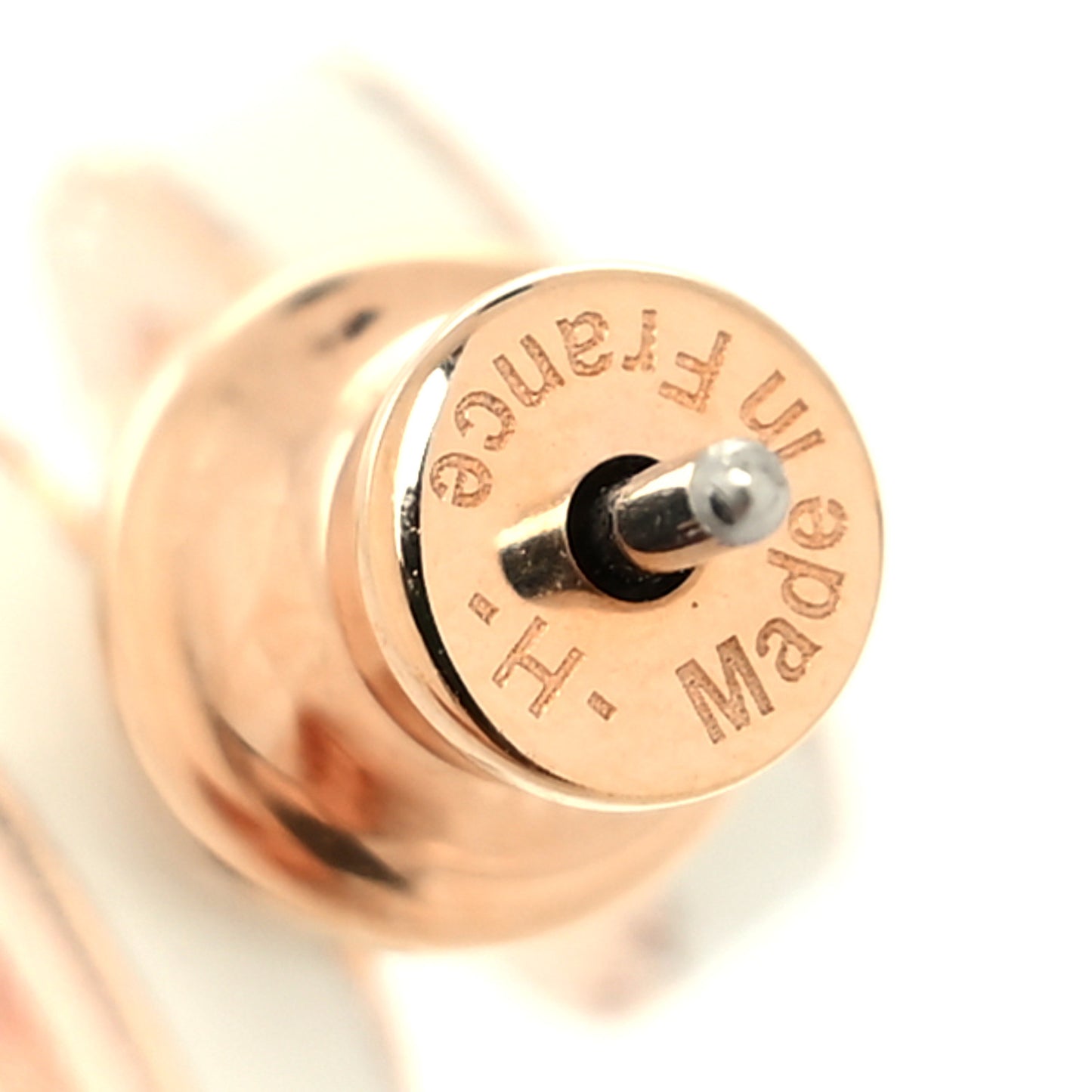 Gold Lacquered Mini Pop H Earrings White