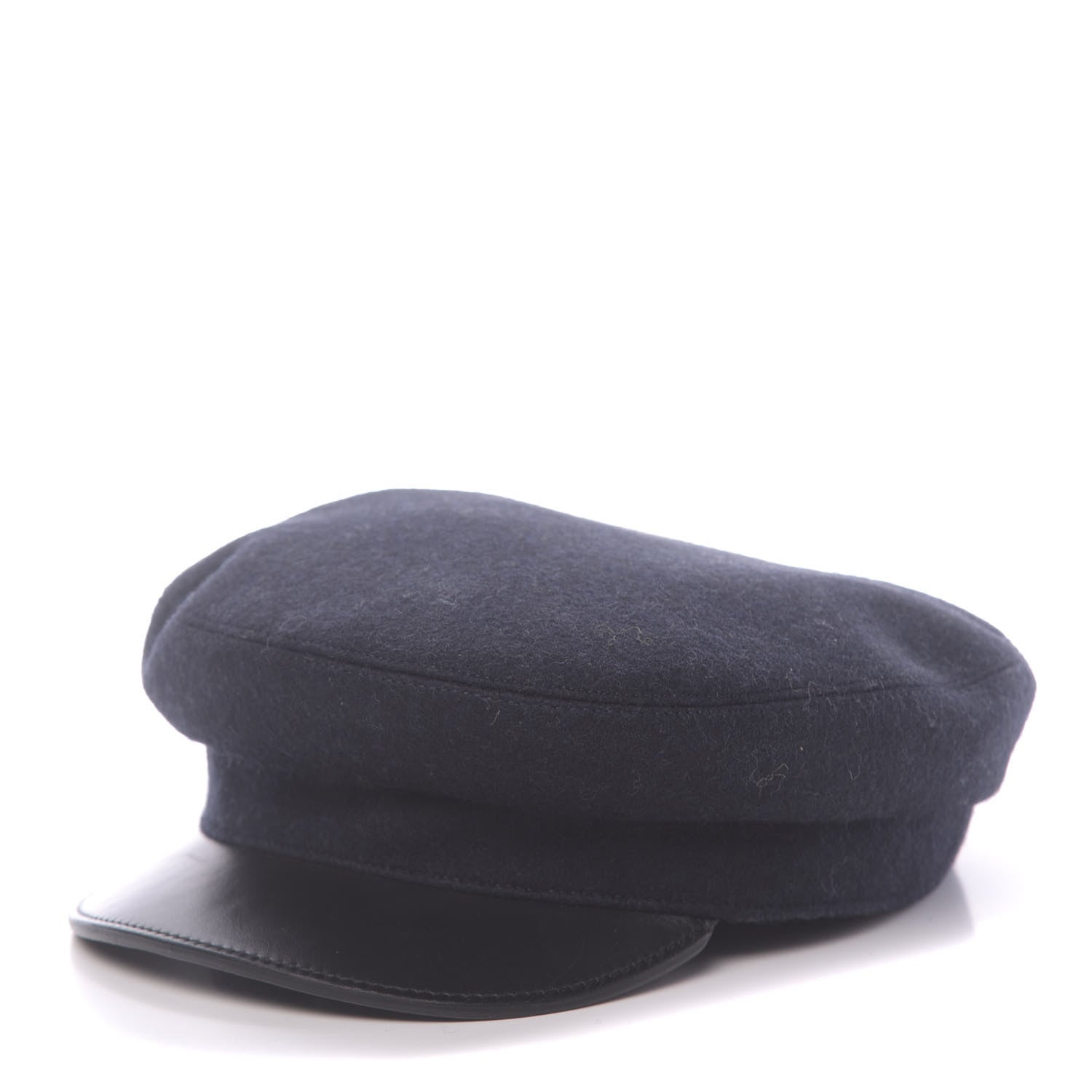 Hermes Glossy Lambskin Wool Womens Vauban Cap 57 Marine Black 1 of 8