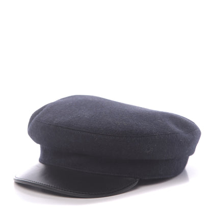 Hermes Glossy Lambskin Wool Womens Vauban Cap 57 Marine Black 1 of 8