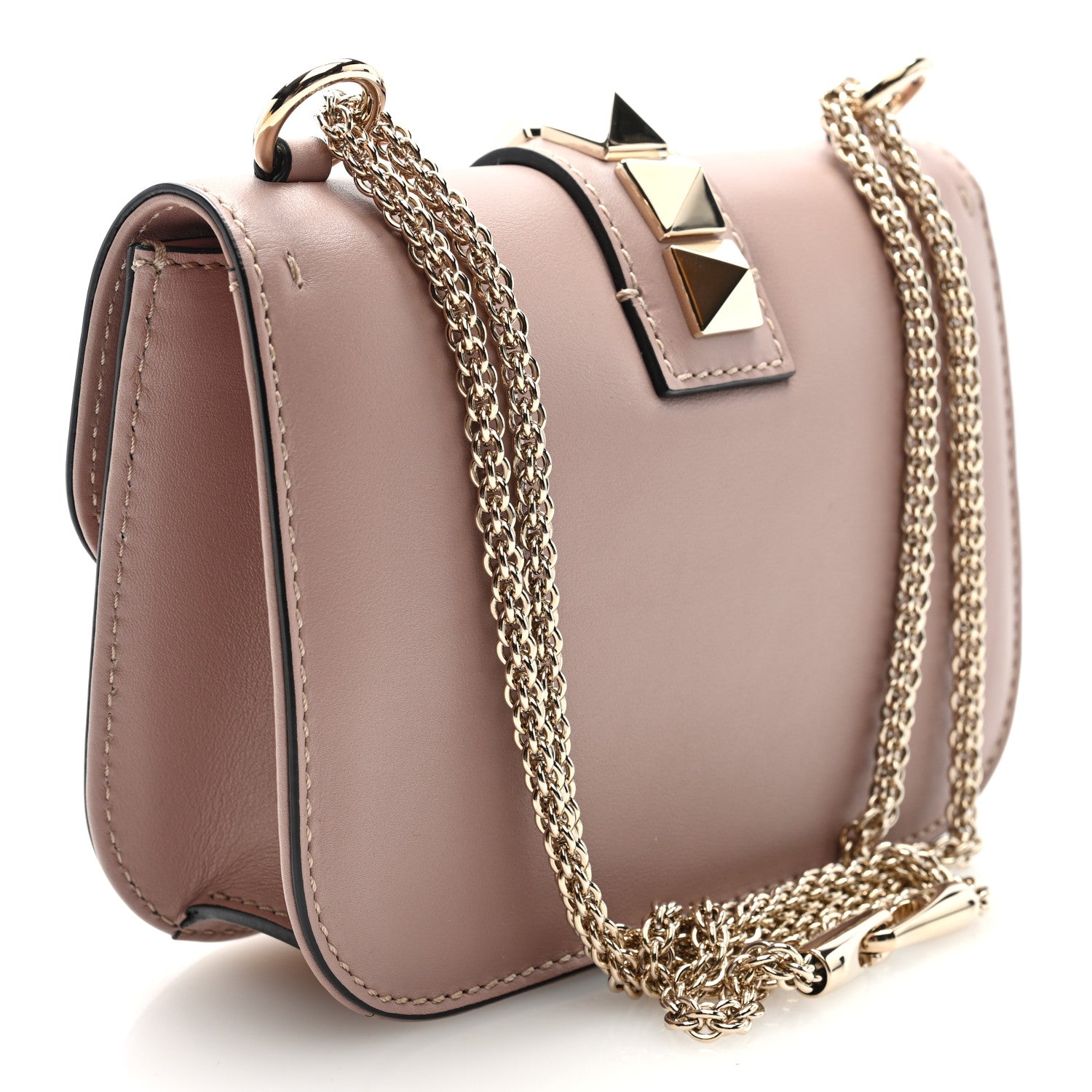 Valentino Garavani Vitello Small Glam Lock Rockstud Flap Poudre 3 of 9